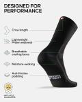 DANISH ENDURANCE Crew Cycling Socks – Fast-Dry Bike Socks for Men & Women, 3-Pack, Black, Large