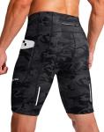 Men's Bike Shorts 3D Padded Cycling Road Biking Underwear Mountain Riding Biker Bicycle UPF 50+ Cycle Shorts Zipper Pockets(Camo Black,L)