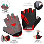 WESTWOOD FOX Cycling Gloves for Men Women,Half Finger Unisex Gel Padded Anti-Slip Mountain Bike Gloves, Breathable Shock Absorption Grip Palm Bicycle Summer Riding MTB Bike Gloves (Red, M)