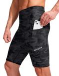 Men's Bike Shorts 3D Padded Cycling Road Biking Underwear Mountain Riding Biker Bicycle UPF 50+ Cycle Shorts Zipper Pockets(Camo Black,L)