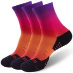 NIcool Gradient Cycling Socks for Men Womens, Moisture Wicking Cushioned Padded Arch Support Neon Athletic Socks For Golf Tennis Hiking Walking Running, 3 Pairs, Purple and Orange Gradient