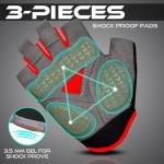 WESTWOOD FOX Cycling Gloves for Men Women,Half Finger Unisex Gel Padded Anti-Slip Mountain Bike Gloves, Breathable Shock Absorption Grip Palm Bicycle Summer Riding MTB Bike Gloves (Red, M)