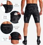 Men's Bike Shorts 3D Padded Cycling Road Biking Underwear Mountain Riding Biker Bicycle UPF 50+ Cycle Shorts Zipper Pockets(Camo Black,L)