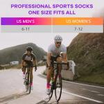 NIcool Gradient Cycling Socks for Men Womens, Moisture Wicking Cushioned Padded Arch Support Neon Athletic Socks For Golf Tennis Hiking Walking Running, 3 Pairs, Purple and Orange Gradient