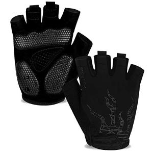 MOREOK Cycling Gloves Bike Gloves for Men/Women-[5MM Gel Pad] Half Finger Bicycle Biking Gloves for Cycling/Weight Lifting/Gym/Motorcycle/Rowing/Outdoor Sports-050-BLACK-XL