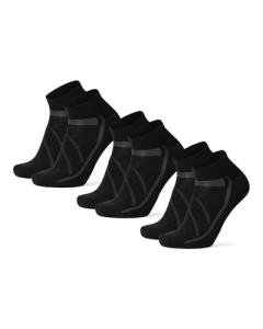 DANISH ENDURANCE Low-Cut Cycling Socks – Fast-Dry Bike Socks for Men & Women, 3-Pack, Black, Large