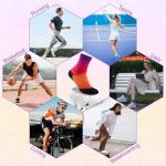 NIcool Gradient Cycling Socks for Men Womens, Moisture Wicking Cushioned Padded Arch Support Neon Athletic Socks For Golf Tennis Hiking Walking Running, 3 Pairs, Purple and Orange Gradient