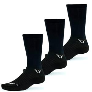 Swiftwick- ASPIRE SEVEN (3 Pairs) Cycling Socks, Firm Compression Fit, Tall Crew (Black, Large)
