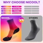 NIcool Gradient Cycling Socks for Men Womens, Moisture Wicking Cushioned Padded Arch Support Neon Athletic Socks For Golf Tennis Hiking Walking Running, 3 Pairs, Purple and Orange Gradient