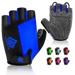 HTZPLOO Bike Gloves - Cycling Gloves with Anti-Slip Pad, Light Weight, Nice Fit, Half Finger (Blue, Medium)