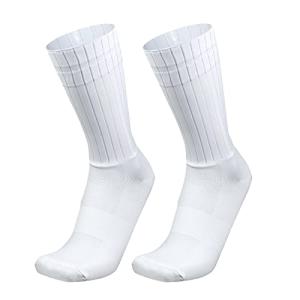 PRIOKNIKO Men's Cycling Socks - Compression Anti-Slip Silicone White Line Design, Perfect for Sports Running & Cycling, One Size 6-12