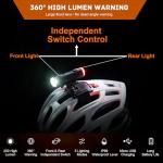 Semaho 2in 1 Rechargeable Helmet Light with Bracket Mount Night Bike Light Riding Safety 5 Warning Light Modes IP66 Waterproof Bicycle Light, 360° Rotatable Front Rear Lights, Mountain Bike Headlight