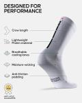 DANISH ENDURANCE Crew Cycling Socks – Fast-Dry Bike Socks for Men & Women, 3-Pack, White/Black, Medium