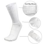 PRIOKNIKO Men's Cycling Socks - Compression Anti-Slip Silicone White Line Design, Perfect for Sports Running & Cycling, One Size 6-12