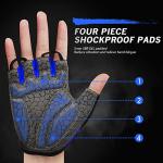 HTZPLOO Bike Gloves - Cycling Gloves with Anti-Slip Pad, Light Weight, Nice Fit, Half Finger (Blue, Medium)
