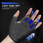 HTZPLOO Bike Gloves - Cycling Gloves with Anti-Slip Pad, Light Weight, Nice Fit, Half Finger (Blue, Medium)