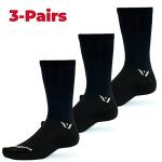 Swiftwick- ASPIRE SEVEN (3 Pairs) Cycling Socks, Firm Compression Fit, Tall Crew (Black, Large)