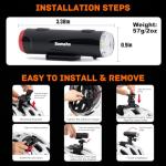 Semaho 2in 1 Rechargeable Helmet Light with Bracket Mount Night Bike Light Riding Safety 5 Warning Light Modes IP66 Waterproof Bicycle Light, 360° Rotatable Front Rear Lights, Mountain Bike Headlight