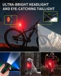 DARKBEAM Bike Headlight Rechargeable USB-C, Bicycle Lights 4000LM Ultra Bright, Mountain Bike Light Set for Night Riding, 6+5 Mode Waterproof Front Bike Light & Rear Light for Road, Cycling