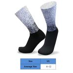 PRIOKNIKO Men's Cycling Socks - Compression Anti-Slip Silicone White Line Design, Perfect for Sports Running & Cycling, One Size 6-12