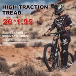 2 Pack 26 inch Bike Tires - 26 × 1.95 inch Folding Replacement Bicycle Tires for MTB Mountain Bike with 26 inch Schrader Valve Bike Tubes, 4 Tire Levers and 2 Rim Strips