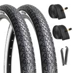 2-Pack Cruiser Bike Tires Set: Hycline 26x2.125 Inch Folding Replacement Bicycle Tires and Pair 26-inch Inner Tubes with Tire Levers for Beach or Urban City Commuter Bike-White Walled