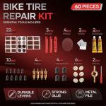 60Pics Bike Tire Repair Kit,Bicycle Inner Tube Patch Kit with Patches and Tire Levers ,Tubeless Tire Repair Rubber Nail with Box and Screwdriver,Convenient Kit for Mountain or Road Bike, Motorcycle