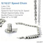 uncakil Bike Chain,9/18/27 Speed Mountain/Road Bike Chain,116 Links with Double X-Bridge Design & Anti-Rust Coating,Compatible with 8/9/16/18/24/27 Speed Bicycles
