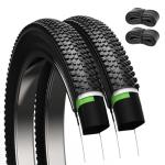 Mountain Bike Tires 26x1.95 Inch 2-Pack - Puncture-Resistant & Wear-Resistant Foldable Hybrid Tires with 2 Inner Tubes & Levers, Aggressive Tread for Trail, Commuter, Off-Road (26x1.95-30TPI)