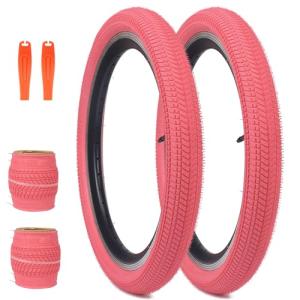 BALINGE 20 x 2.125 Bike tire 2 Pack 20 Bike tire Kids Bike Tires Folding Replacement Tires Fits Most Kids Bikes,BMX tire 20 inch,Pink,2 Tire