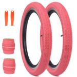 BALINGE 20 x 2.125 Bike tire 2 Pack 20 Bike tire Kids Bike Tires Folding Replacement Tires Fits Most Kids Bikes,BMX tire 20 inch,Pink,2 Tire