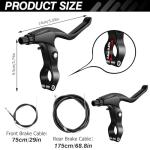 Qcdou Bike Brakes Set,Front and Rear C Bicycle Brake,Complete Universal Brake Set with Aluminium Alloy Brake levers,Inner and Outer Cables for Kids Bike,BMX, Child Bike, Bicycle, BMX etc(Black-B