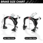 Qcdou Bike Brakes Set,Front and Rear C Bicycle Brake,Complete Universal Brake Set with Aluminium Alloy Brake levers,Inner and Outer Cables for Kids Bike,BMX, Child Bike, Bicycle, BMX etc(Black-B