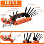 Kapsuen Bike Repair Kit - 16-in-1 Bike Multitool, Portable Bicycle Tools with Tire Patch Kit for Mountain Road Bikes Camping Travel (US)