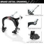 Qcdou Bike Brakes Set,Front and Rear C Bicycle Brake,Complete Universal Brake Set with Aluminium Alloy Brake levers,Inner and Outer Cables for Kids Bike,BMX, Child Bike, Bicycle, BMX etc(Black-B