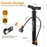 ZTinno Floor Bike Pump Portable, Classic Bicycle Pump, Portable Bike Tire Pump with Dual Presta & Schrader Valves, Attached Ball Needles, Bike Air Pump for Bike Tires, Balls