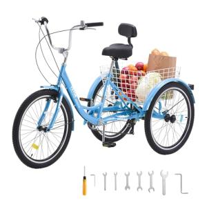 VEVOR 7-Speed Adult Tricycle with Basket