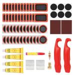 Smelish 80pcs Bike Tire Repair Kit, Self-Adhesive Bike Tire Patch Kit, Bike Tool Kit with Portable Storage Box and Valve Converter, Bike Repair Kit for Mountain Bikes, Commuter Bikes, Motorcycles