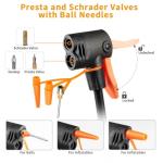 ZTinno Floor Bike Pump Portable, Classic Bicycle Pump, Portable Bike Tire Pump with Dual Presta & Schrader Valves, Attached Ball Needles, Bike Air Pump for Bike Tires, Balls