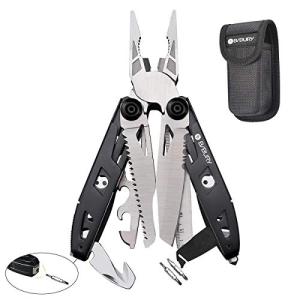 BIBURY Multitool Pliers, 18-in-1 Multi Tool with Safety Hammer, Safety Locking Design Stainless Steel Multifunction Pocket Knife for Outdoor, Survival, Camping, Hiking, Home Repair - Black