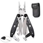 BIBURY Multitool Pliers, 18-in-1 Multi Tool with Safety Hammer, Safety Locking Design Stainless Steel Multifunction Pocket Knife for Outdoor, Survival, Camping, Hiking, Home Repair - Black