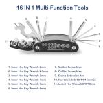 LuckyMoment Bike Repair Kit,Mini Bicycle Pump, Bike Tire Repair Tool Kit Contains 16-in-1 Tool, Water-Resistant Bike Triangle Pouch, Used for Mountain Bike and Road Bike.