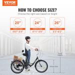 VEVOR 7-Speed Adult Tricycle with Basket