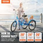 VEVOR 24-Inch Folding Adult Tricycle with Basket