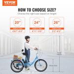 VEVOR 7-Speed Adult Tricycle with Basket