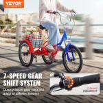 VEVOR 20-Inch Folding Adult Tricycle with Basket