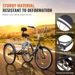 VEVOR 7-Speed Adult Tricycle with Basket