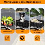 SAMRELAX Bike Basket Rear, Large Bicycle Basket with Cargo Net, Liner and Waterproof Cover for Electirc Bike, Ebike and Bikes, Large Capacity Wire Bakset