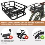 Bike Basket Rear, Bicycle Basket with Liner,Waterproof Cover,Cargo Net, Large Bike Back Baskets, Heavy Duty Rear Bicycle Baskets for Most Bikes and E-Bike (Pipe Bike Basket Rear) (16.5"X12.6"X6")