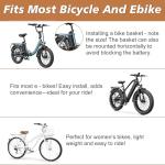 Bike Basket Rear, Bicycle Basket with Liner,Waterproof Cover,Cargo Net, Large Bike Back Baskets, Heavy Duty Rear Bicycle Baskets for Most Bikes and E-Bike (Pipe Bike Basket Rear) (16.5"X12.6"X6")